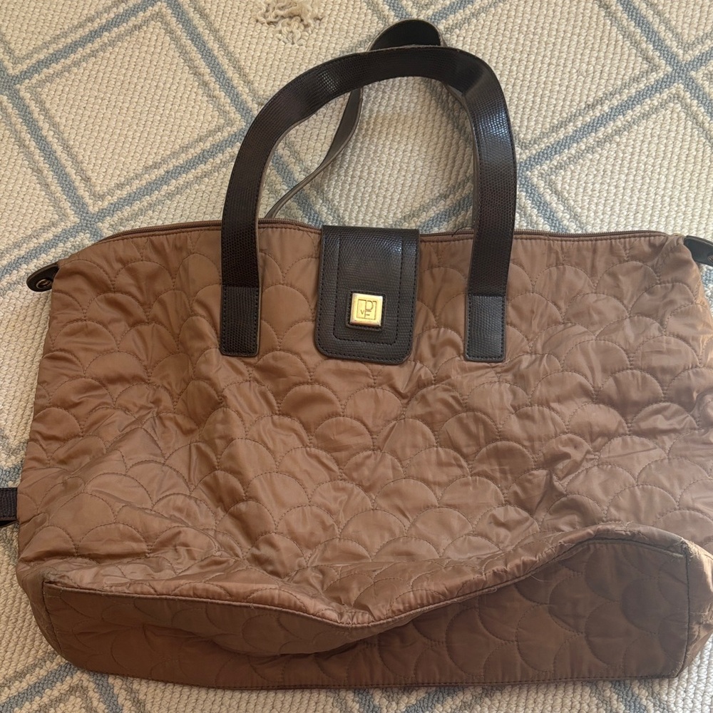 Diane Von Furstenberg Brown Quilted Travel Bag